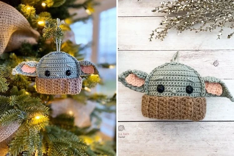 Star wars yoda crochet ornament.