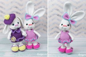 Pretty Amigurumi Bunny In Pink Dress