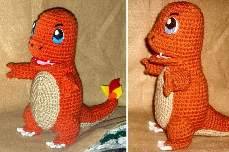 A crocheted amigurumi of a pokemon.