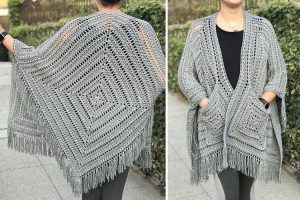 Lazy Diamond Boho Pocket Shawl