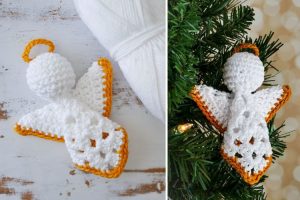 Crochet Granny Square Angel Christmas Ornament