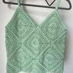 granny square crochet top in light green color