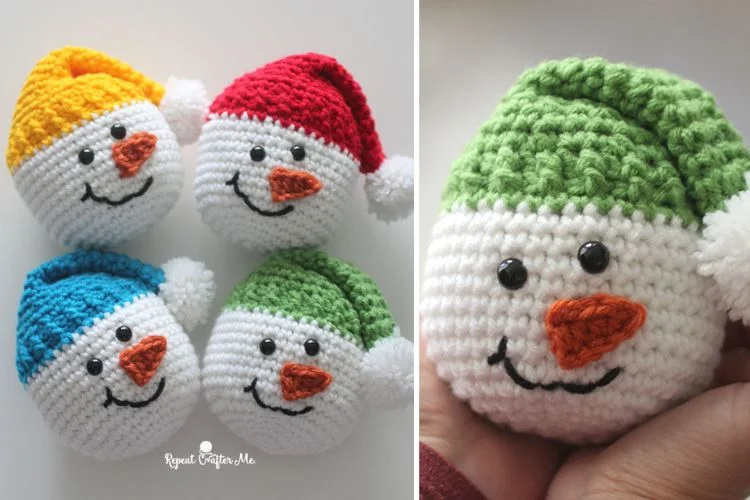 Crochet snowman amigurumi pattern.