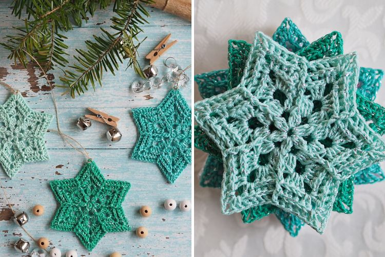 crochet snowflakes shaped like stars