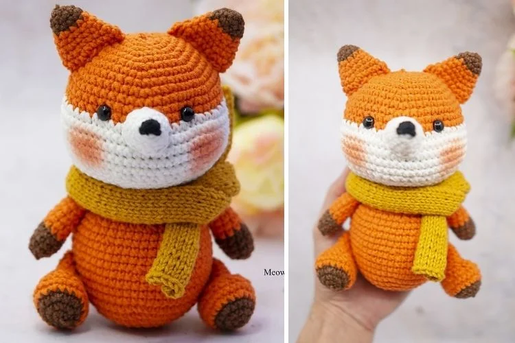 Crocheted fox amigurumi pattern.