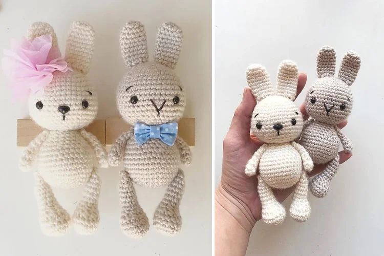 Crocheted bunny amigurumi pattern.