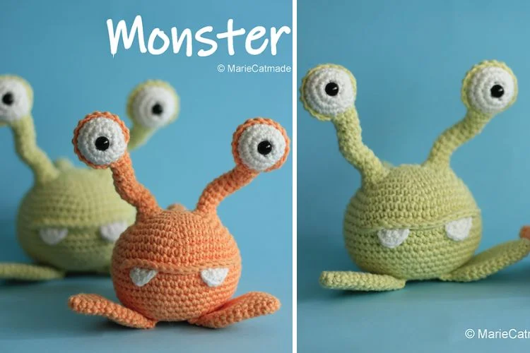 Crocheted little monster amigurumi pattern.