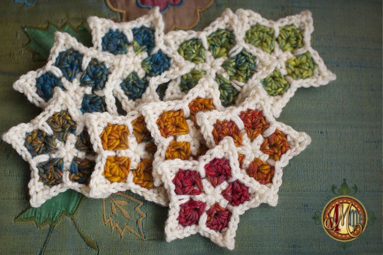 A group of crocheted stars.