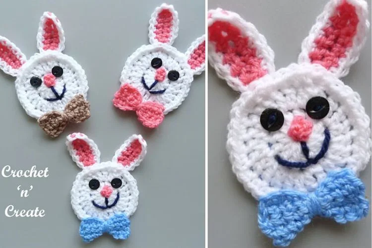 Crochet rabbit face applique.