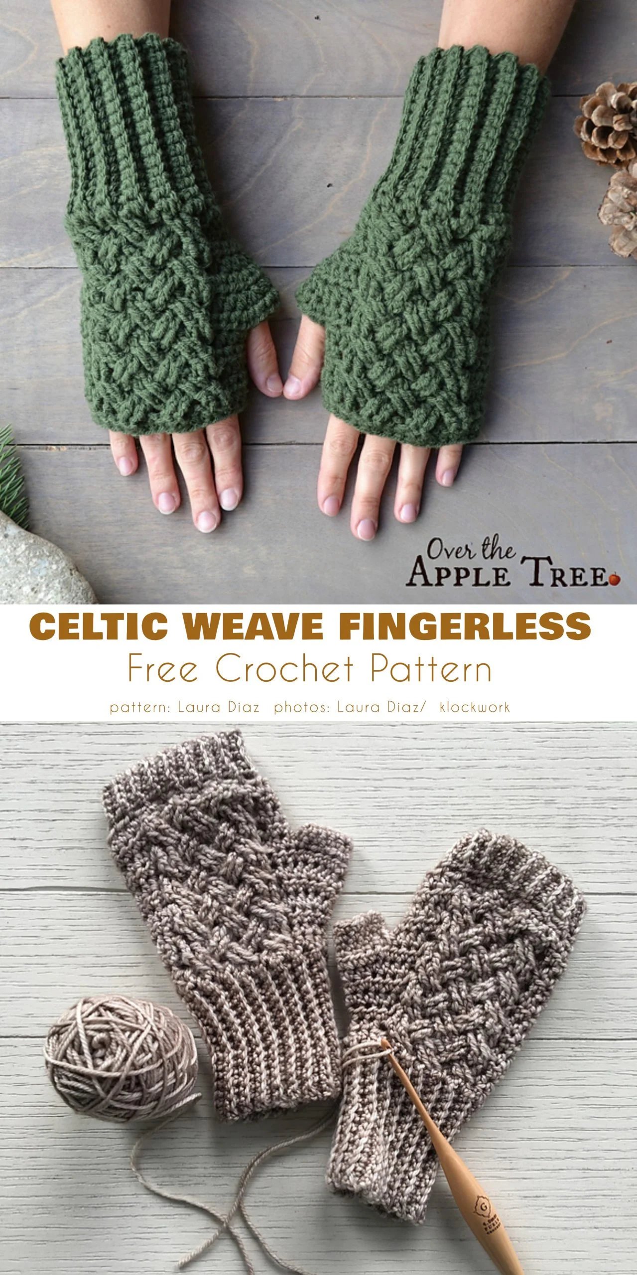 celtic weave fingerless free crochet pattern