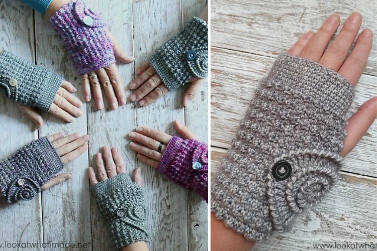 Free crochet fingerless mitts.