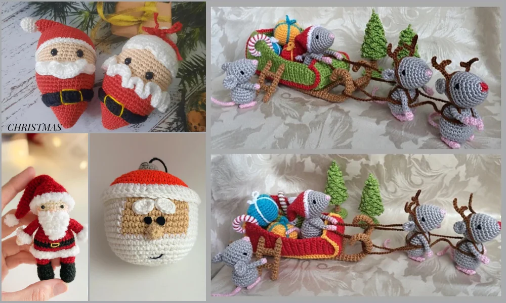 Crocheted Santa Claus ornament.