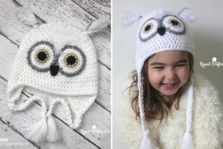 Crocheted owl hat pattern, crochet owl hat pattern, crochet owl hat pattern, crochet owl.