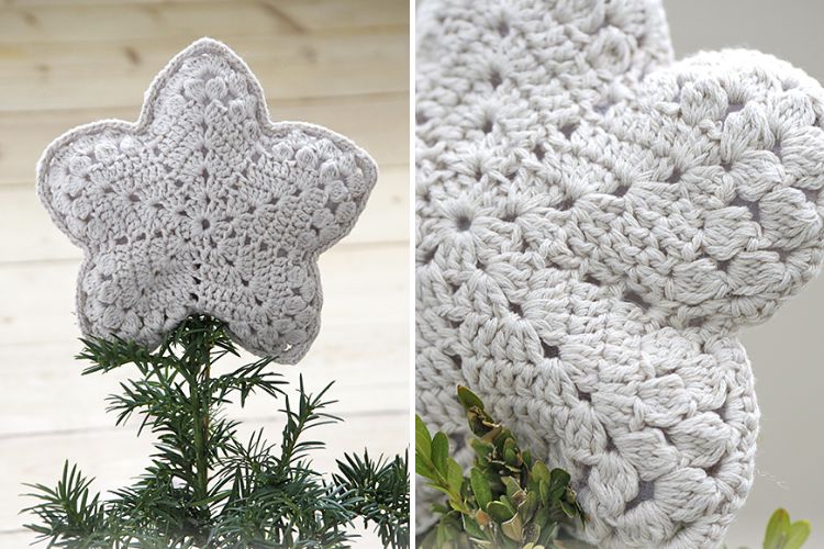 Crochet star christmas tree topper.