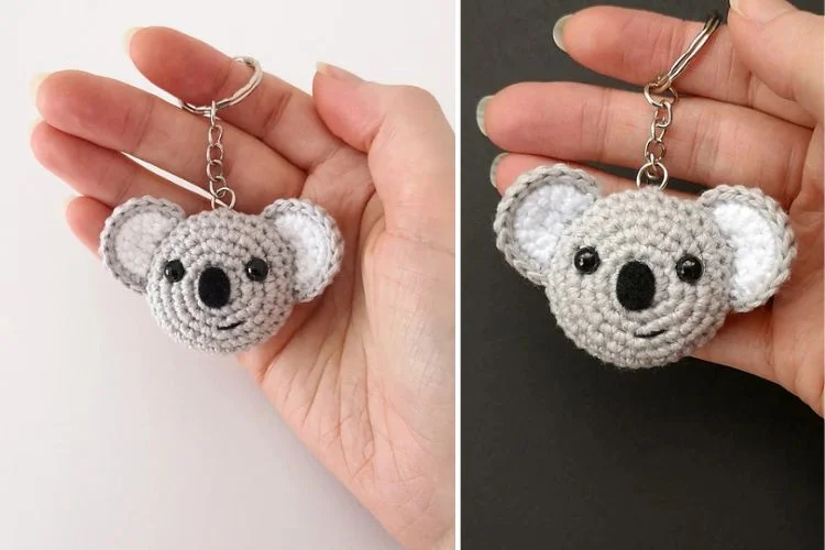 Crocheted koala keychain.