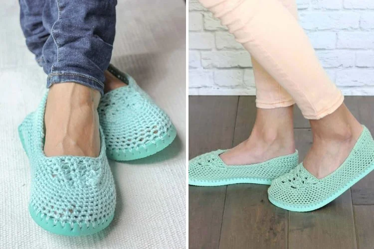 Crocheted slippers for women.