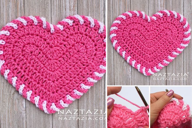 How to make a crocheted heart coaster.