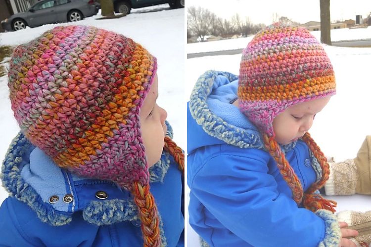 A child wearing a knit hat.