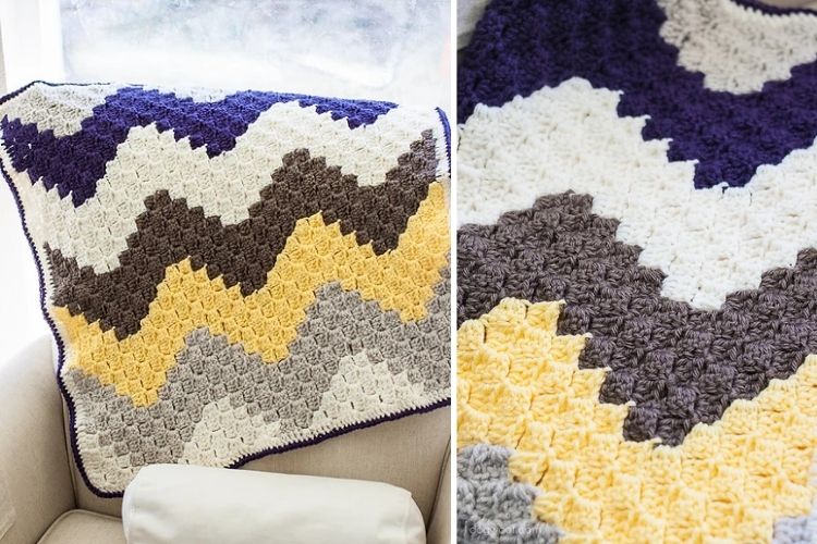 Crocheted chevron afghan pattern.