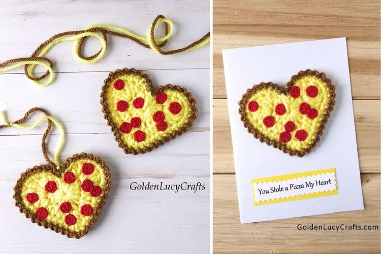 A heart shaped pizza and a heart shaped pizza.