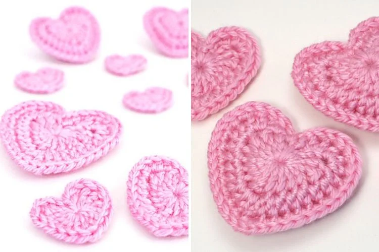 Valentine's day crocheted hearts.