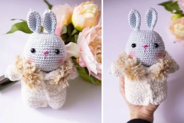 Crocheted bunny amigurumi pattern.