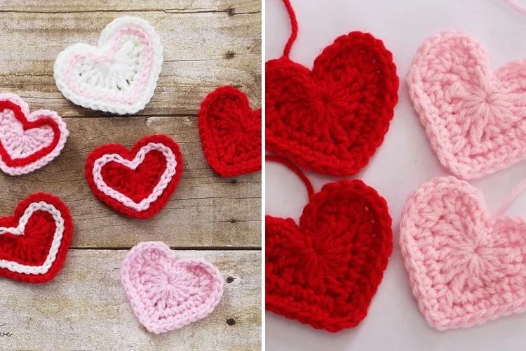 Valentine's day crochet hearts.