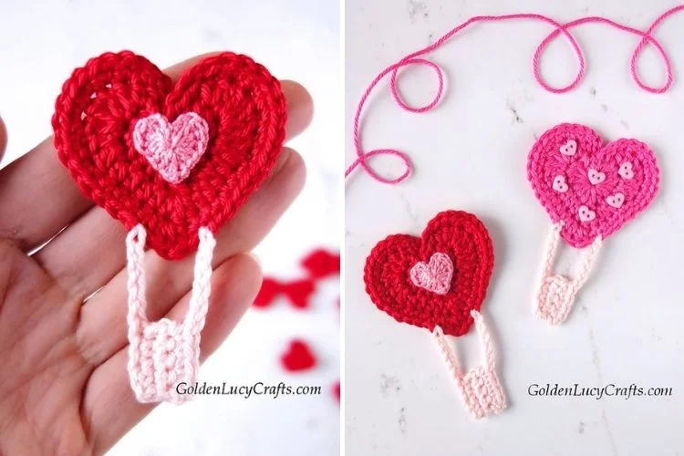 Valentine's day hot air balloon crochet pattern.