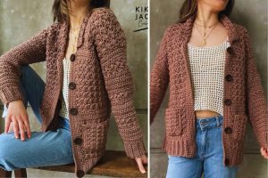 Buttoned Crochet Grandpa Coat Cardigan