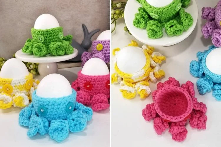 Crocheted octopus easter egg holders.