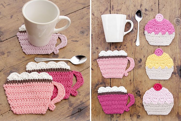 crochet cupcakes coasters