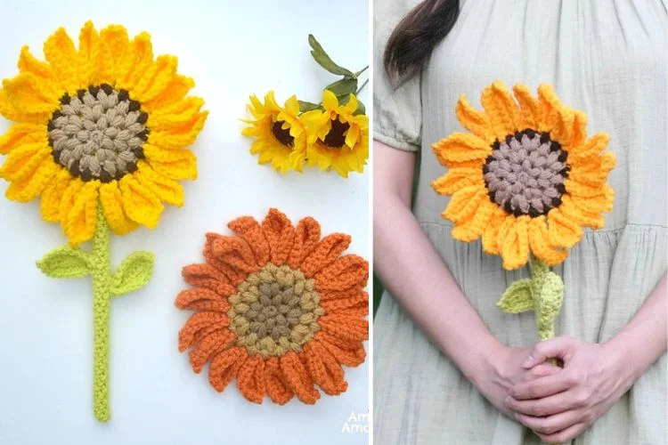 a crocheted sunflower