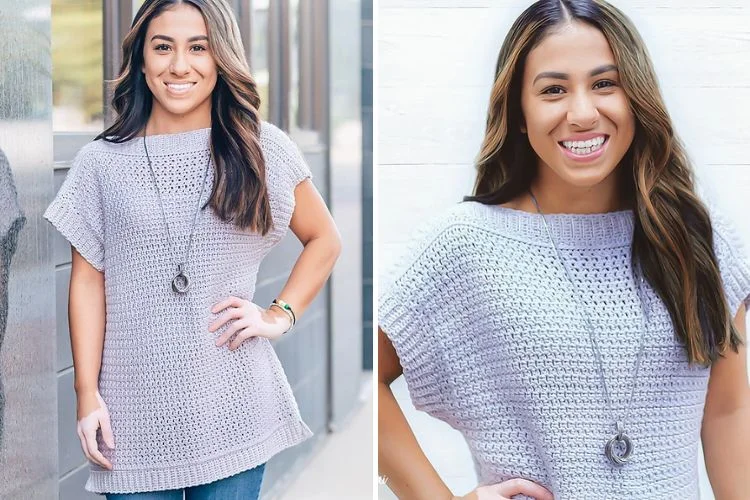 a simple crochet sweater with short sleeves