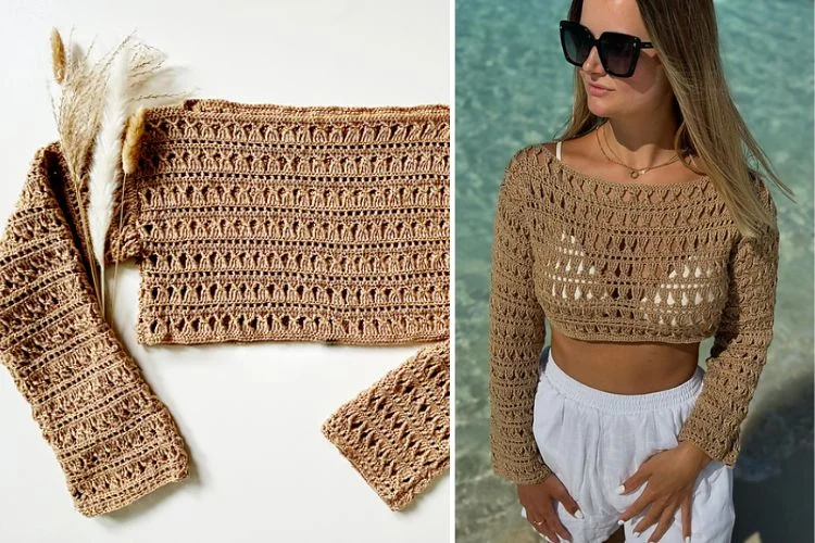 a crochet beach cover crop top