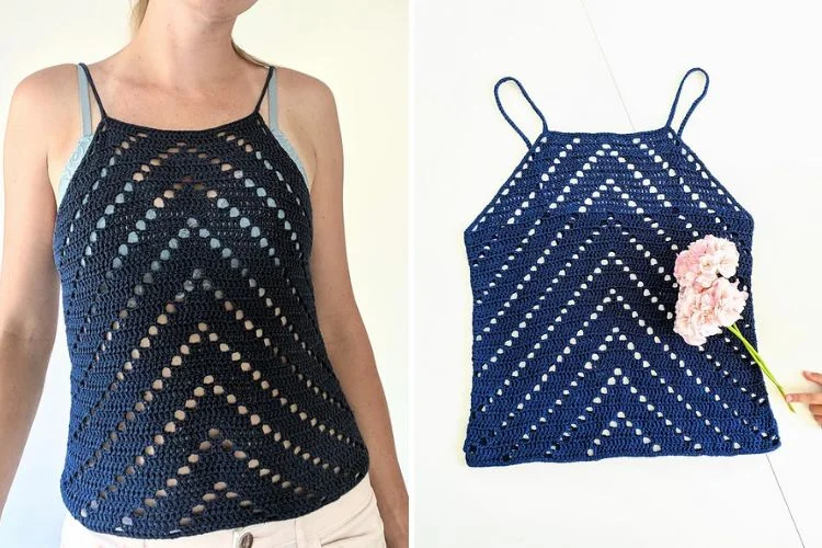 crochet top with openwork stitches