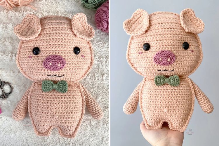 a crochet pig amigurumi