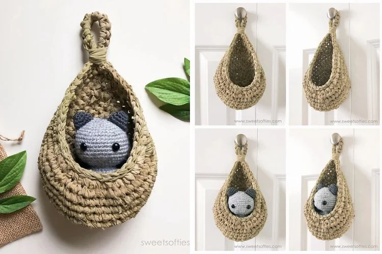 a simple crochet hanging basket