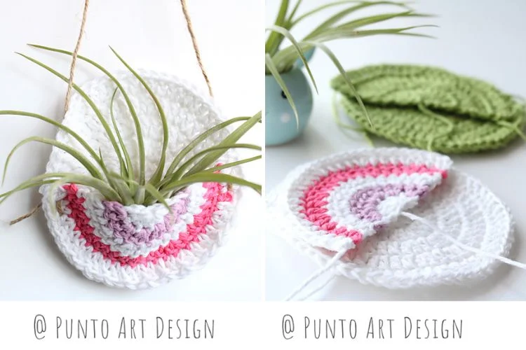 a circular crochet hanging pocket