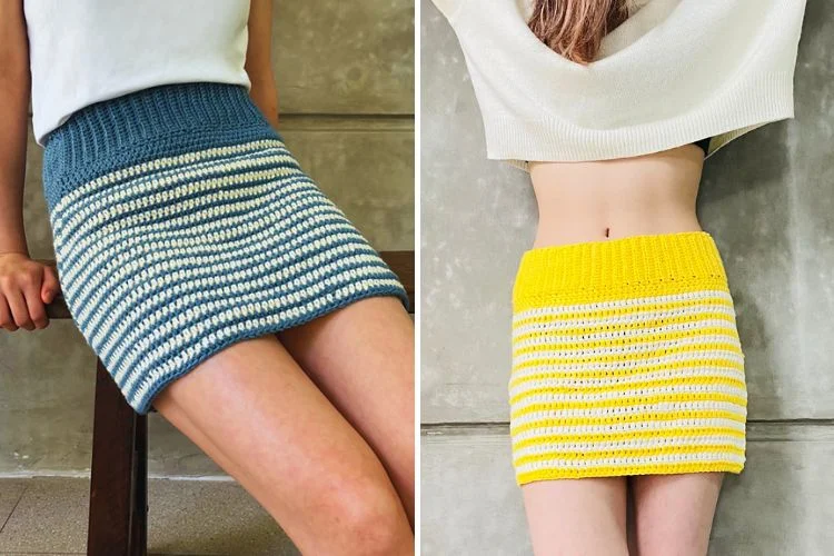 a striped crochet skirt