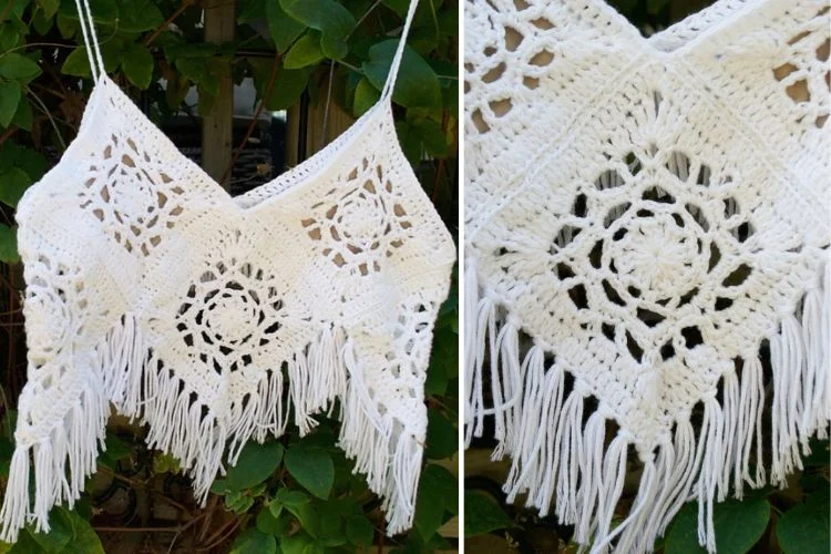 a white boho crochet top