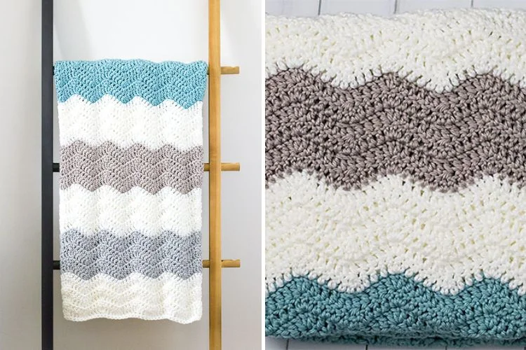 a crochet simple ripple baby blanket