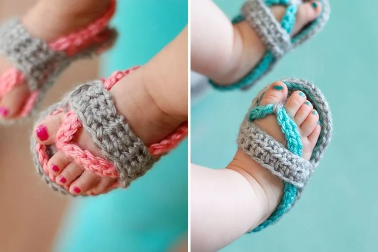 crochet baby flip flops