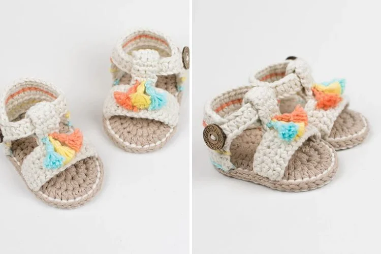 crochet boho baby sandals