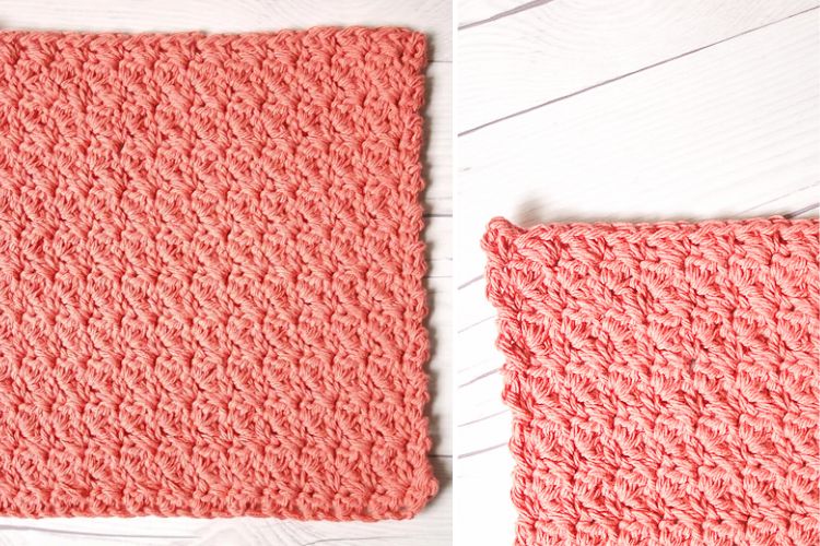 a simple crochet washcloth in pink