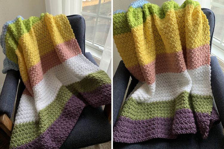 a striped crochet blanket