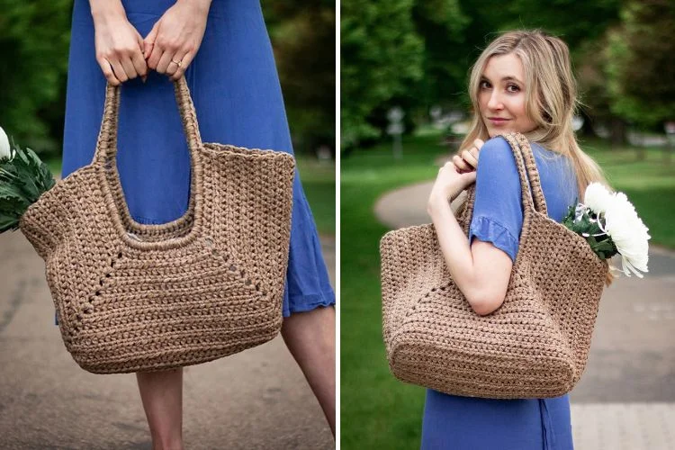 a big crochet tote bag