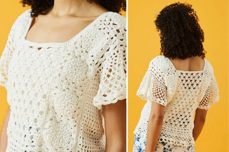 a white lace crochet top