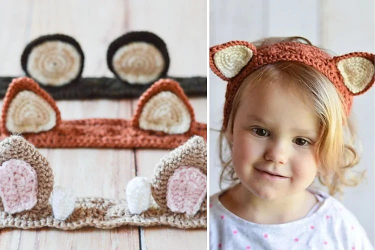 crochet headbands with animal ears