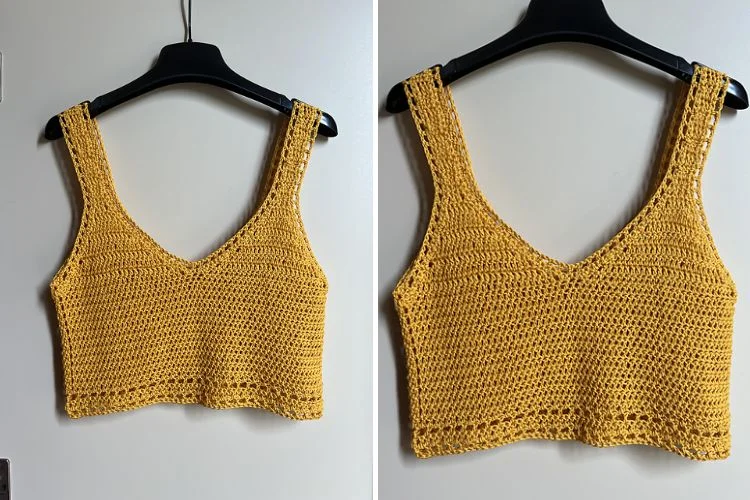 a simple crochet tank top in yellow