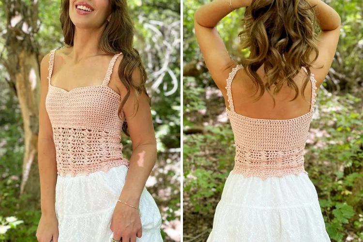 a chic crochet tank top in pink